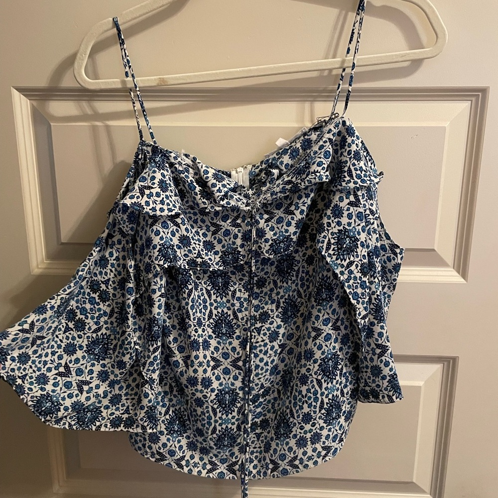Black and White Ruffled Sleeveless Camisole